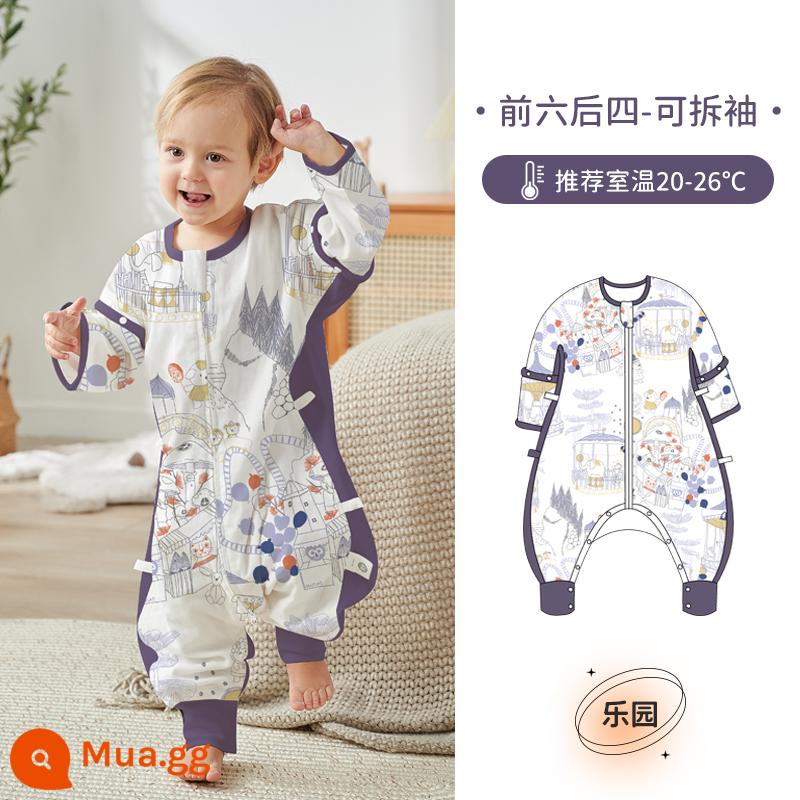 Túi ngủ cho bà bầu Châu Âu, cotton trẻ em không đổi nhiệt độ mùa xuân, mùa thu và mùa đông, chăn bông tre chống cảm lạnh - Thiên đường [Xuân Thu 20-26oC] Sáu phía trước và bốn phía sau Gạc bông tre