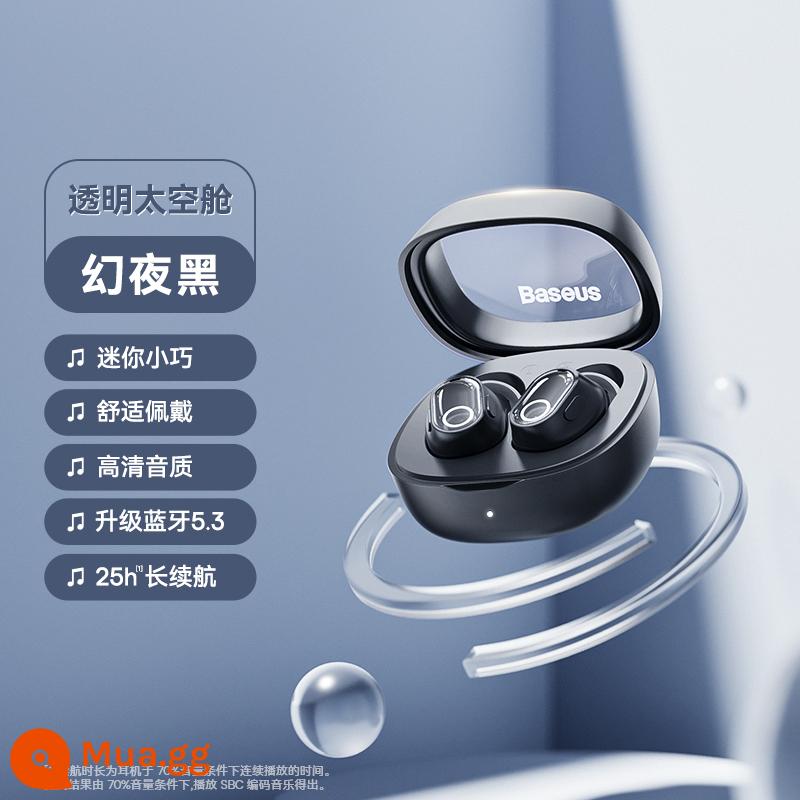 Tai nghe Bluetooth Baseus wm02 true wireless in-ear girl dễ thương không trễ thời lượng pin dài thích hợp cho Huawei Apple - Viên nang không gian trong suốt WM02 mới★Bluetooth 5.3√Đêm ma thuật màu đen