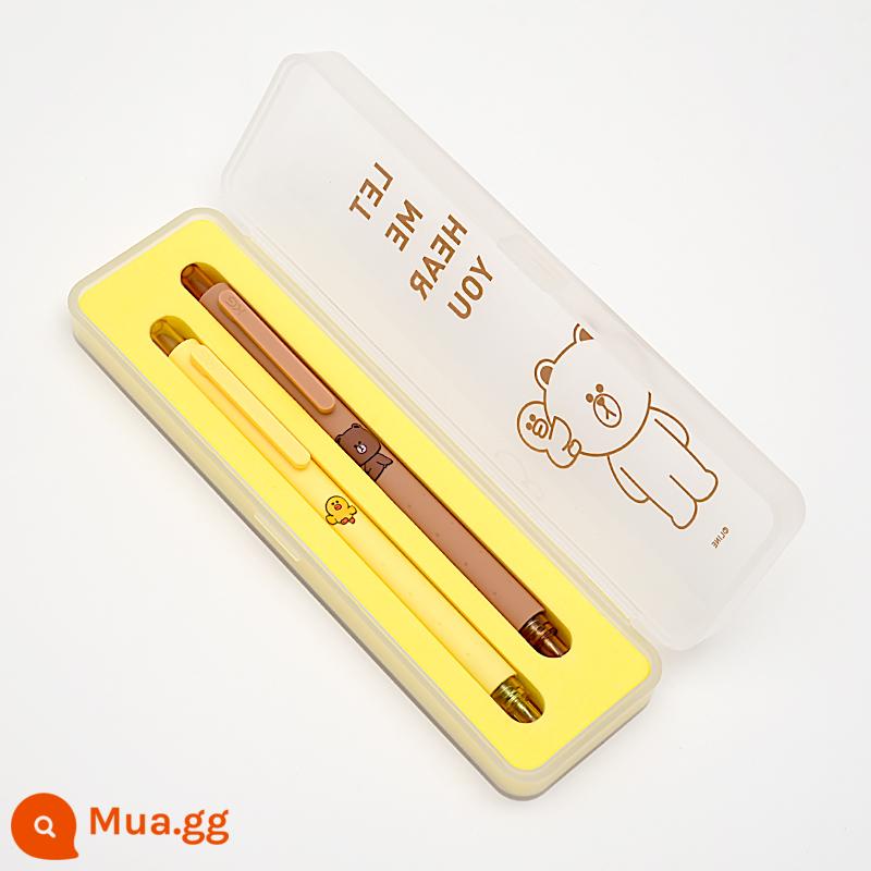 Bộ bút gel KACO jing point câu chuyện đại dương bút gel bấm giá trị cao 0.5 bút ký học sinh - Bộ 2 món Gấu Nâu và Gà Sally (đen nạp lại)