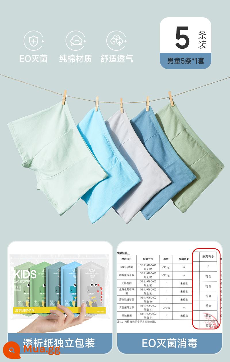 Đồ lót dùng một lần cho nữ, quần short cotton nguyên chất vô trùng, quần dành cho nam sau sinh cỡ lớn dùng một lần hàng ngày cho nam, đi du lịch và công tác, không cần giặt - Gói 5 phong cách Boxer dành cho nam Morandi Color