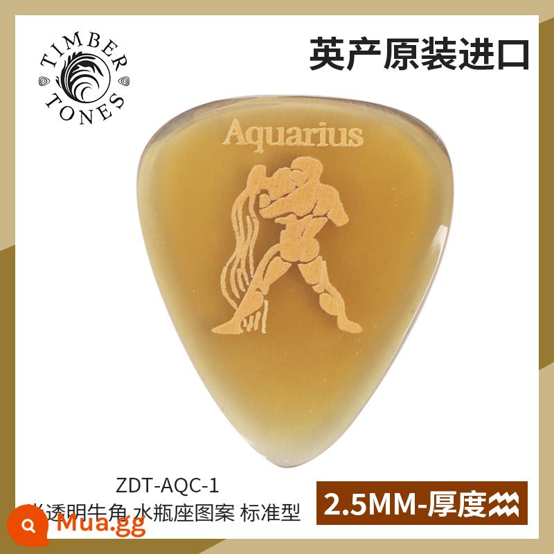 Tông màu gỗ do Anh sản xuất Kimberton sừng đen mười hai chòm sao guitar pick chơi bass điện nhanh - Bảo Bình Sừng mờ ZDT-AQC-1