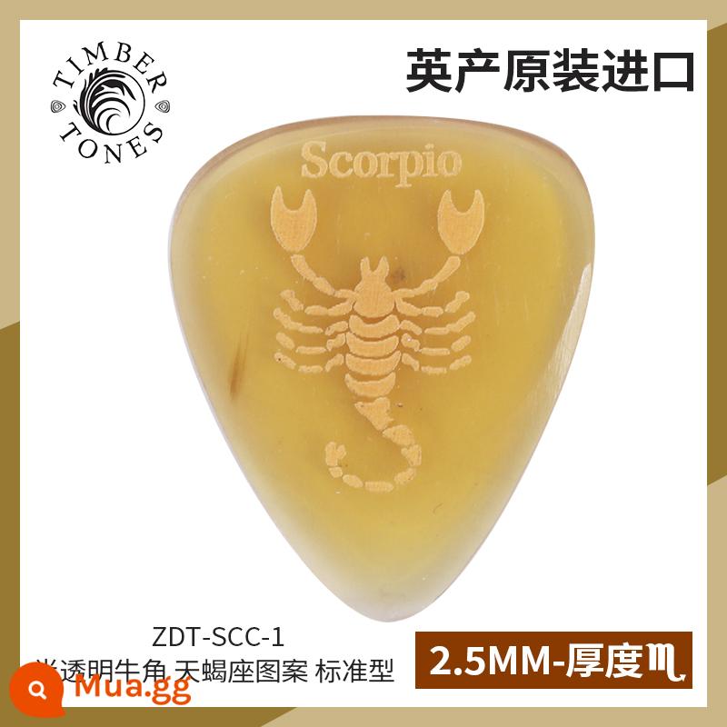 Tông màu gỗ do Anh sản xuất Kimberton sừng đen mười hai chòm sao guitar pick chơi bass điện nhanh - Bọ cạp sừng mờ ZDT-SCC-1