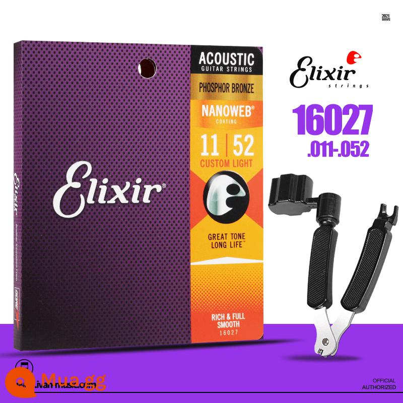 Dây đàn guitar Elixir dây đàn guitar dân gian chống gỉ sét bộ 6 gói 16052 ELIXIR Elix - 16027+ công cụ thay đổi chuỗi