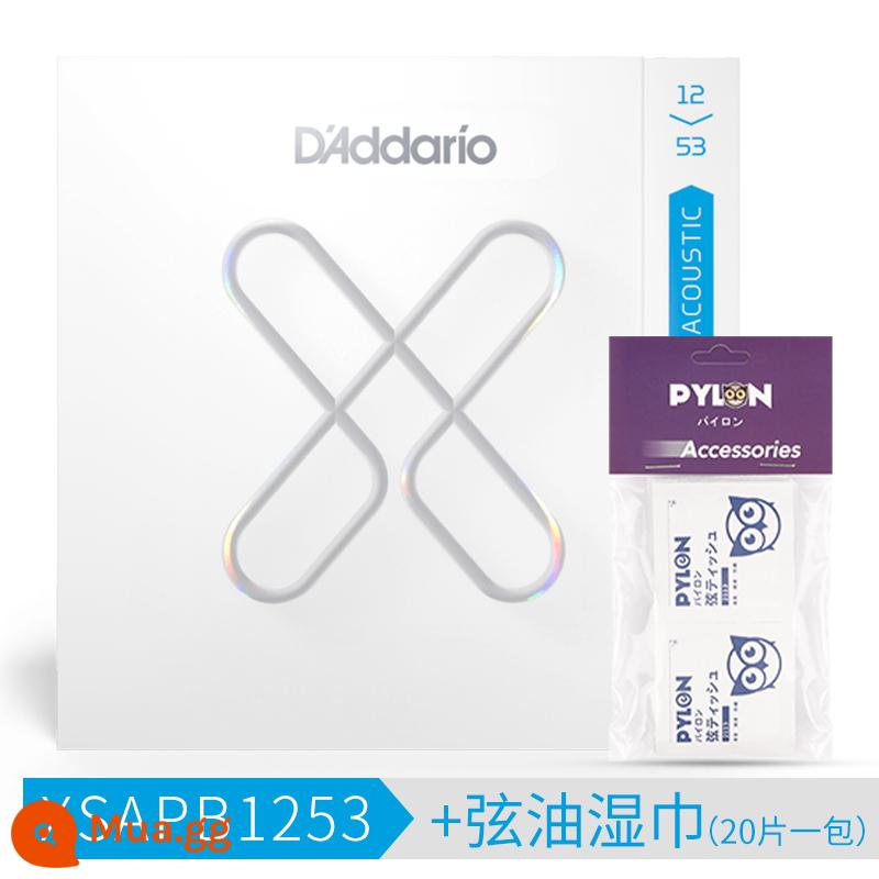 Bộ dây đàn guitar acoustic dân gian D'Addario XS bọc 6 dây đồng phốt pho EXP16 nâng cấp dây chống gỉ - [Miễn phí chọn] Khăn lau bằng đồng phốt pho XSAPB1253 + dây dầu (20 miếng mỗi gói)