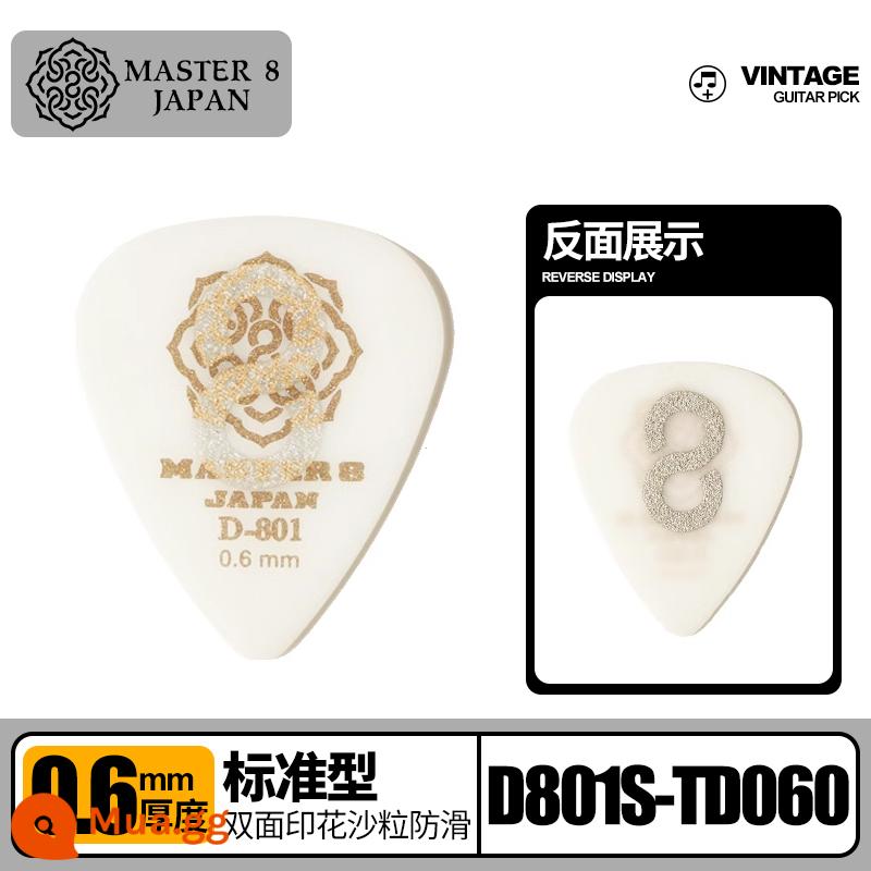 Gắp đàn guitar điện MASTER 8 sản xuất tại Nhật Bản, chống trượt hai mặt, chống mài mòn, chơi nhanh theo phong cách nhạc jazz dân gian tiêu chuẩn - Cát in 2 mặt chống trượt Dellin tiêu chuẩn loại 0.6mm