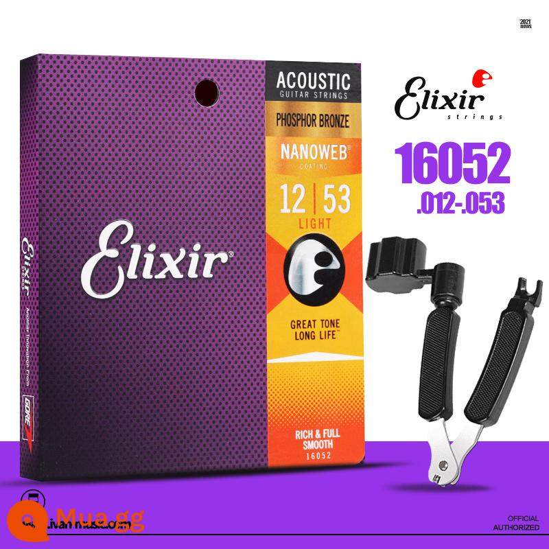 Dây đàn guitar Elixir dây đàn guitar dân gian chống gỉ sét bộ 6 gói 16052 ELIXIR Elix - 16052+công cụ thay đổi chuỗi