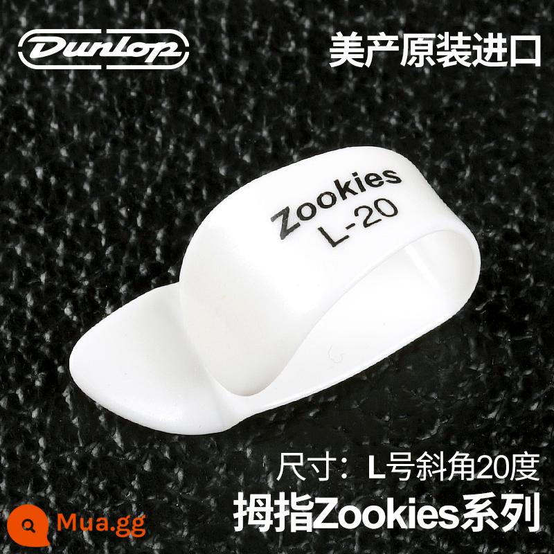 Dunlop Đàn Guitar Dunlop Ngón Tay Cái Mái Chèo Bộ Ngón Tay Phải Vòng Bảo Vệ Móng Tay Armor Chịu Mài Mòn Ballad Fingerstyle - Zookies trắng [size L/20 độ]