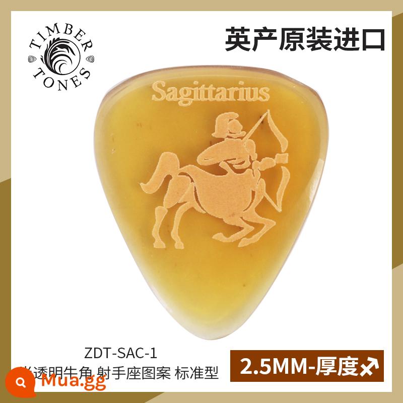 Tông màu gỗ do Anh sản xuất Kimberton sừng đen mười hai chòm sao guitar pick chơi bass điện nhanh - ZDT-SAC-1 Sừng mờ Nhân Mã