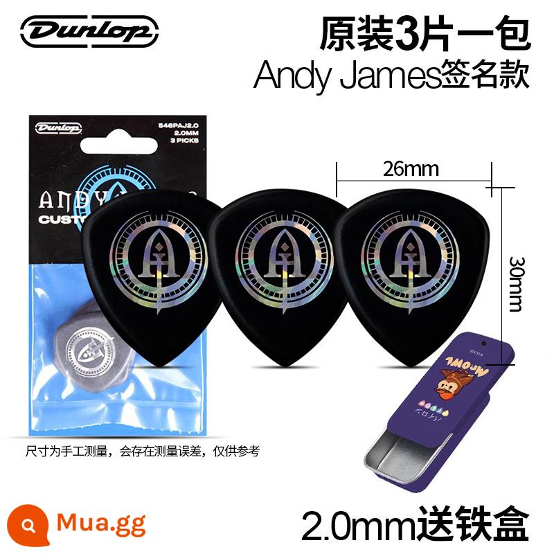 Sáu mảnh Dunlop Đàn guitar Dunlop JP Dream Theater Pick Chữ ký Bakelite Dân gian Guitar Tốc độ Chơi Jazz - [Ba mảnh chính hãng trong một] Mẫu chữ ký ANDY JAMES 2.0mm + hộp sắt miễn phí