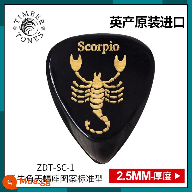 Tông màu gỗ do Anh sản xuất Kimberton sừng đen mười hai chòm sao guitar pick chơi bass điện nhanh - Bọ cạp sừng đen ZDT-SC-1