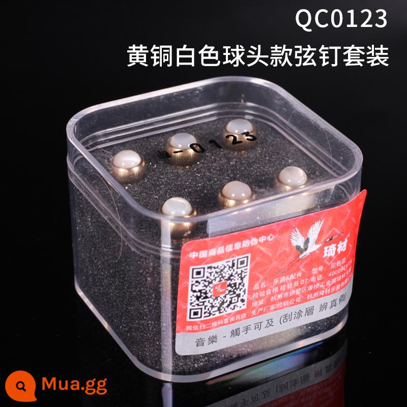 Qi chất liệu QC0120 QC0129 dây đàn guitar bằng đồng đinh dân gian dây đàn guitar acoustic dây côn cột 6 bộ - Đầu bóng trắng QC0123