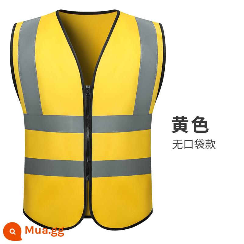 Bản gốc áo vest an toàn phản quang rộng vest công trường giao thông công nhân xây dựng lưới bảo vệ an toàn đường bộ in quần áo phản quang - Áo phản quang không túi màu vàng [một cỡ vừa cho tất cả XL]