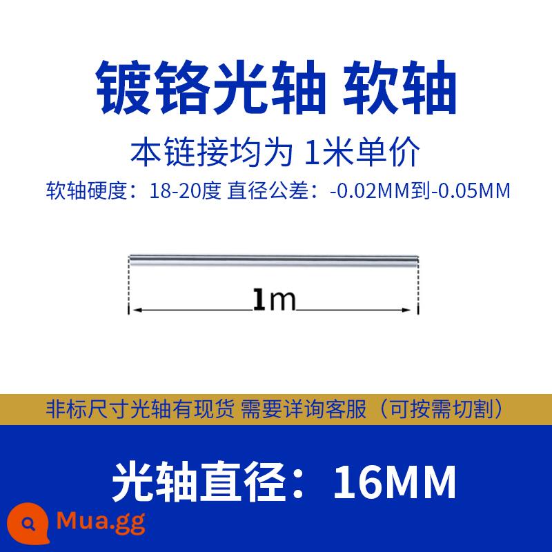 Dẫn hướng tuyến tính, trục trơn, thanh mạ crom, gia công, rãnh phay, bước hạt bên trong và bên ngoài, trục cứng, trục mềm, thanh trơn piston hình trụ - Trục linh hoạt 16mm/1 mét