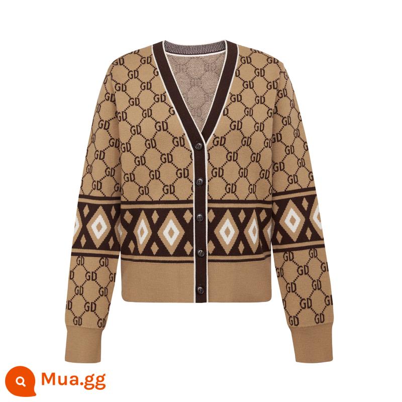 Áo khoác cardigan len dệt kim cổ chữ V phối màu phong cách retro mới cực chất A400678 - hoa cũ