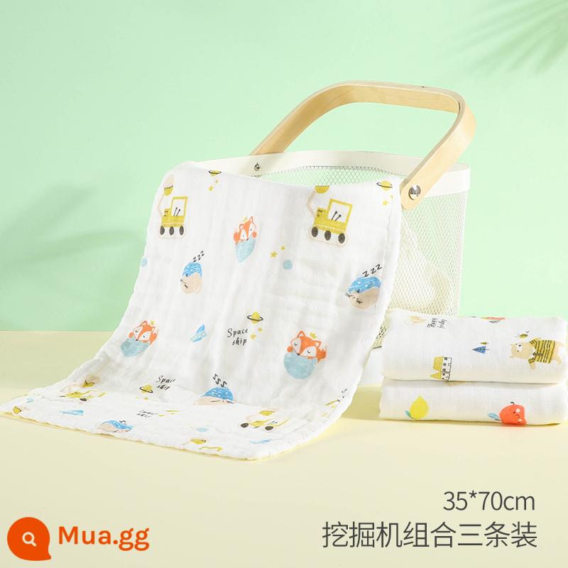 Khăn Gạc Cho Bé Khăn Rửa Mặt Cotton Nguyên Chất Khăn Thấm Nước Bọt Cho Bé Siêu Mềm Tắm Trẻ Sơ Sinh Khăn Vuông Nhỏ Khăn ợ - Gấu trúc 33x70cm + chanh + xúc 3 gói (nâng cấp kháng khuẩn)