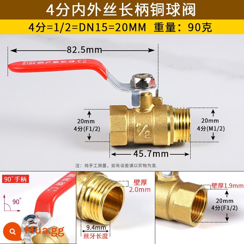 2 điểm 3 điểm 4 điểm 6 điểm đầy đủ đồng dày công tắc van vòi nước tay cầm dài ống nước đôi dây bên trong và bên ngoài công tắc van - Van bi 4 điểm bên trong và bên ngoài