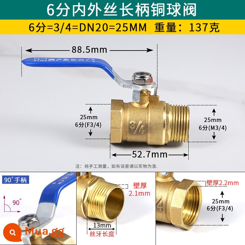 2 điểm 3 điểm 4 điểm 6 điểm đầy đủ đồng dày công tắc van vòi nước tay cầm dài ống nước đôi dây bên trong và bên ngoài công tắc van - Van bi dây trong và ngoài 6 điểm