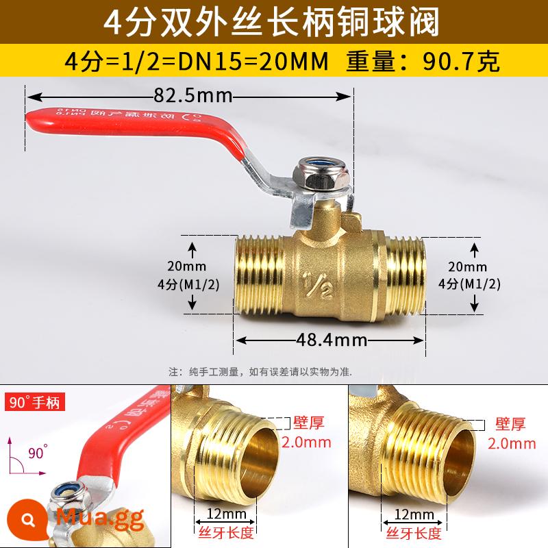 2 điểm 3 điểm 4 điểm 6 điểm đầy đủ đồng dày công tắc van vòi nước tay cầm dài ống nước đôi dây bên trong và bên ngoài công tắc van - Van bi dây đôi bên ngoài 4 điểm