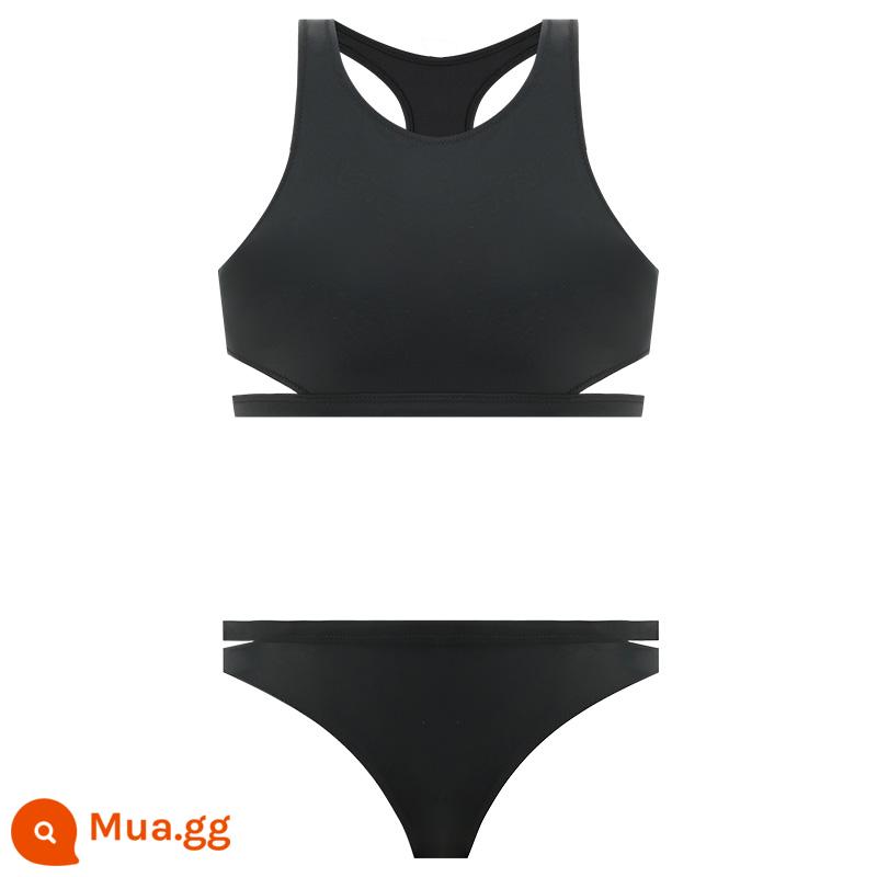 BE van der Một bộ bikini hai mảnh áo tắm nữ ngực nhỏ màu đen gợi cảm quần đảo khu nghỉ dưỡng áo tắm suối nước nóng - đen