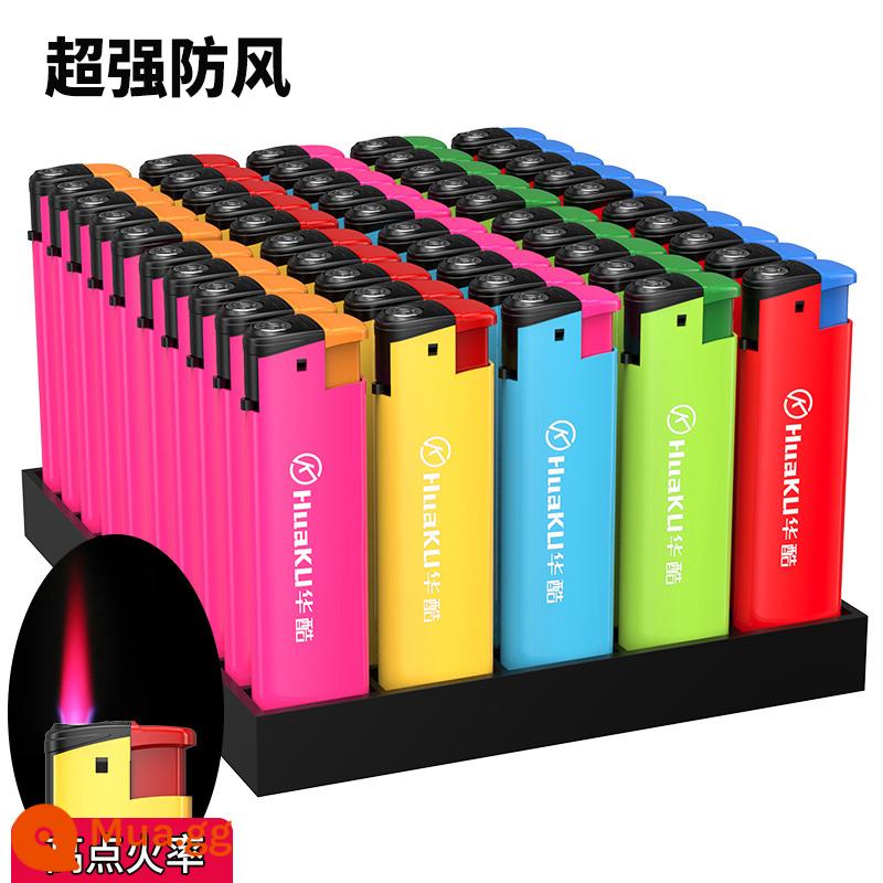 Huaku Thông thường Bật lửa chống gió dùng một lần Bán buôn tùy chỉnh Quảng cáo hộ gia đình bền Logo in thương mại tùy chỉnh - [Chống gió] 50 viên kẹo nhiều màu sắc (dày và chống cháy nổ)