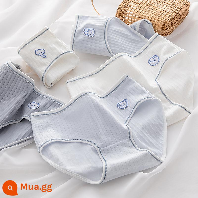 Quần lót cotton nguyên chất bé gái, tam giác trẻ em lớn, trẻ em học sinh, quần short cotton 100% không véo mông cho bé gái - Blue Animal [Thân thiện với làn da 5 gói]