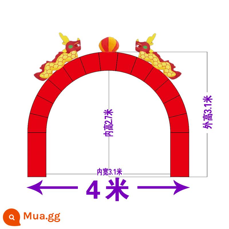 Lễ kỷ niệm khai mạc cổng vòm bơm hơi Khai mạc quảng cáo Đám cưới đôi rồng bóng Cổng cầu vồng bơm hơi 8m 10m - Vòm rồng đôi hình chữ U dài 4m + quạt thông gió