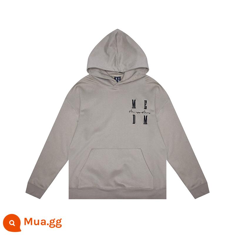 MEDM thủy triều thương hiệu mùa thu thêu logo hoodie áo len nam và nữ Mỹ đường phố cặp đôi mô hình lỏng lẻo quốc gia thủy triều tops - Màu xám (có sẵn)