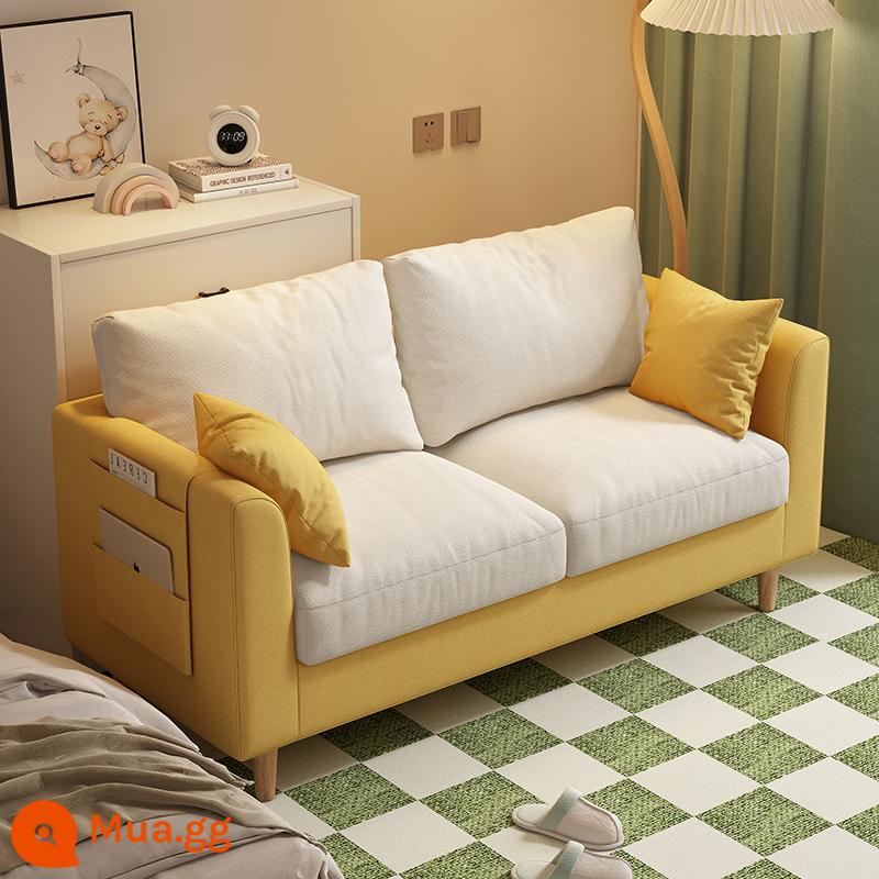 Cho thuê ghế sofa nhà phòng ngủ cửa hàng quần áo căn hộ đơn giản phòng khách internet người nổi tiếng đôi vải ba người ghế sofa căn hộ nhỏ - Vàng + trắng nhạt [kiểu xốp]