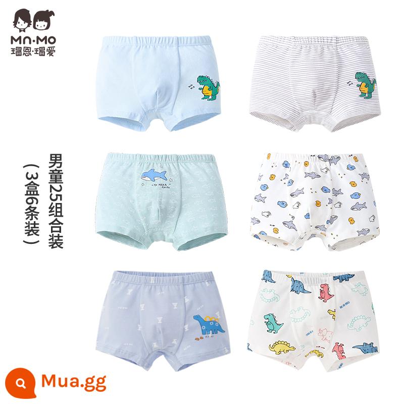 Mao En Mao love bé trai quần sịp boxer cotton cotton trẻ em quần short boxer bé trai tuổi teen - Bộ bé trai 25 3 hộp 6 gói