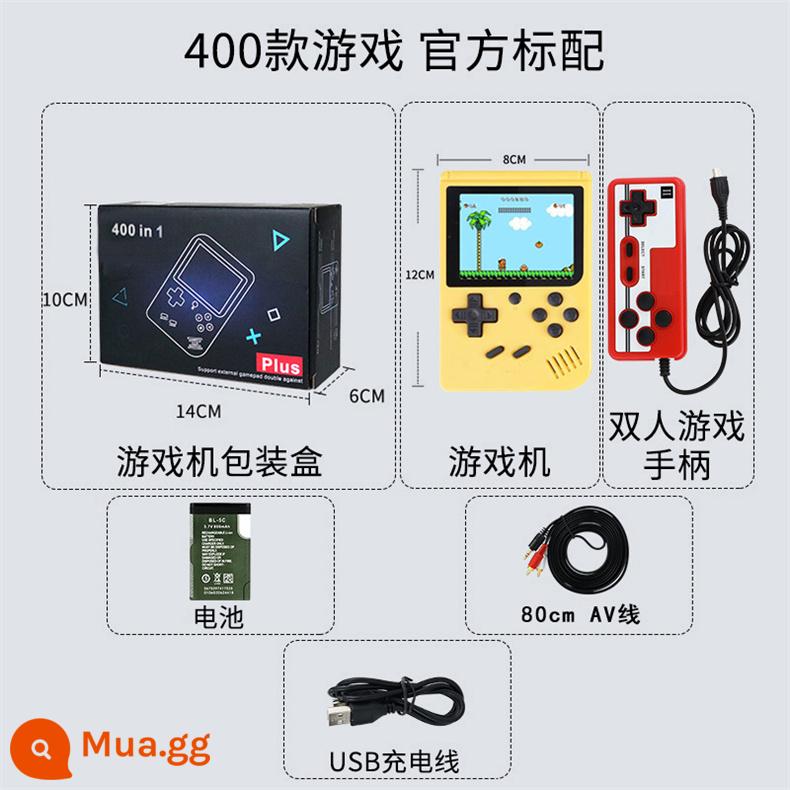 400 SUP PALM GAMING MÁY GAMING MÁY GAMING MỚI TUYỆT VỜI Cổ điển Double Mini Memorial Memories Memories Trò chơi đơn lẻ người đi qua Douayin Vụ nổ trẻ em máy chơi retro Shell - 400 ván đấu [Vàng] Đôi + Bộ điều khiển + Cáp TV AV