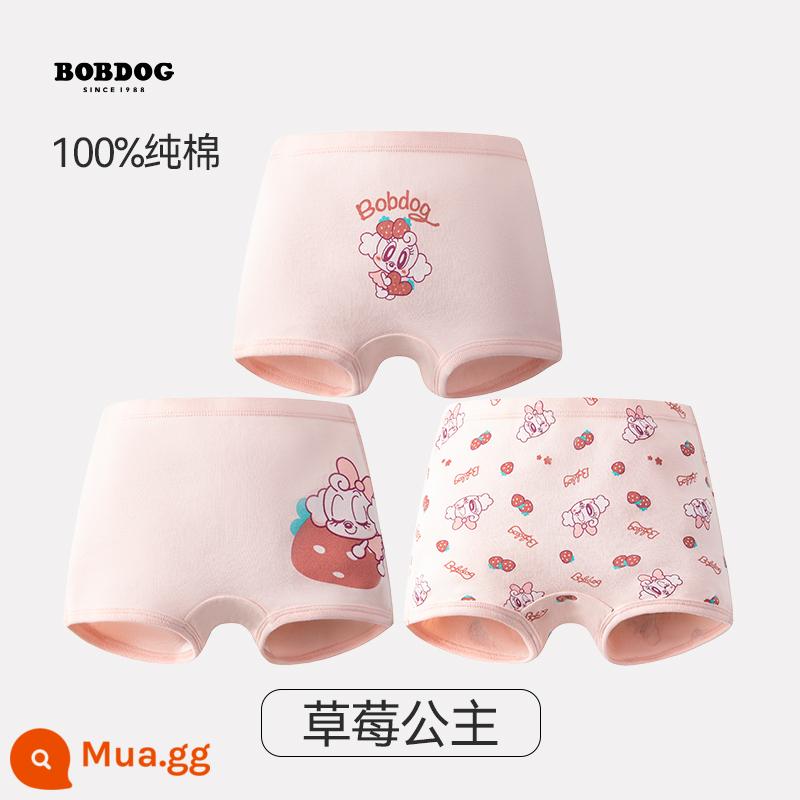 Quần lót trẻ em Babudou bé gái cotton quần đùi nữ quần lót boxer cotton kháng khuẩn không cộm mông - (Nữ) Công Chúa Dâu Tây [100% Cotton+