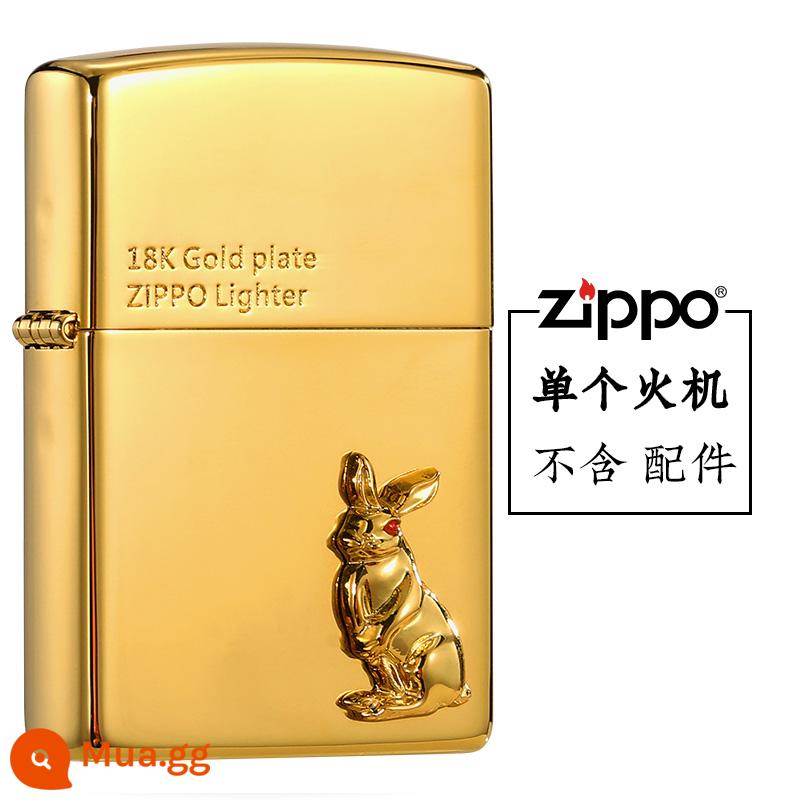 Bật lửa zippo chính hãng Trung Quốc thỏ hoàng đạo năm nam cao cấp quà tặng ngày lễ tình nhân tùy chỉnh dầu hỏa chống gió chính hãng - Thỏ mạ vàng 18k [mẫu đơn]