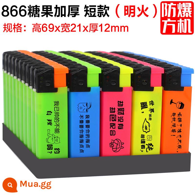 Bật lửa gia dụng chống gió bật lửa dùng một lần bằng nhựa thông thường tùy chỉnh in quảng cáo cá tính sáng tạo thủy triều - Hồ xanh 866 ngọn lửa ngắn đầy màu sắc