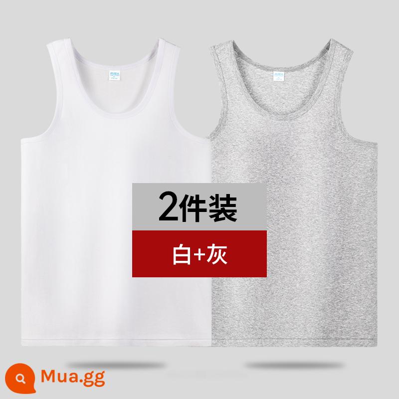 Nanjiren Áo Vest Nam Cotton Nguyên Chất Mùa Hè Đáy Quần Lót Mặc Thể Thao Vượt Rào Xuân Thu Cotton Trắng Không Dấu Vết - [Hai gói] Trắng + Xám