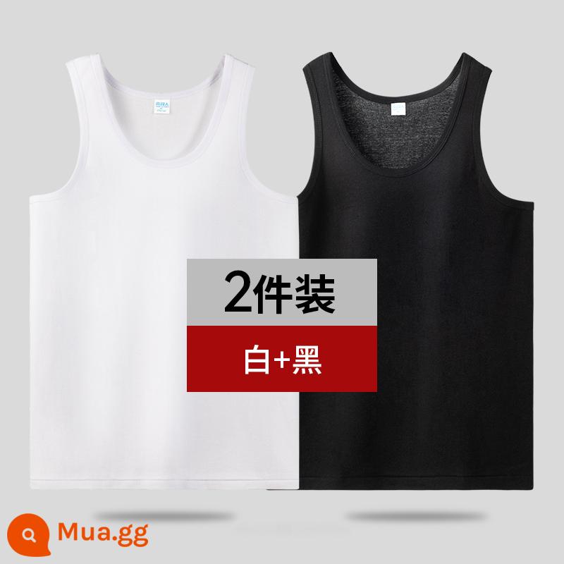 Nanjiren Áo Vest Nam Cotton Nguyên Chất Mùa Hè Đáy Quần Lót Mặc Thể Thao Vượt Rào Xuân Thu Cotton Trắng Không Dấu Vết - [Gói Hai] Trắng + Đen