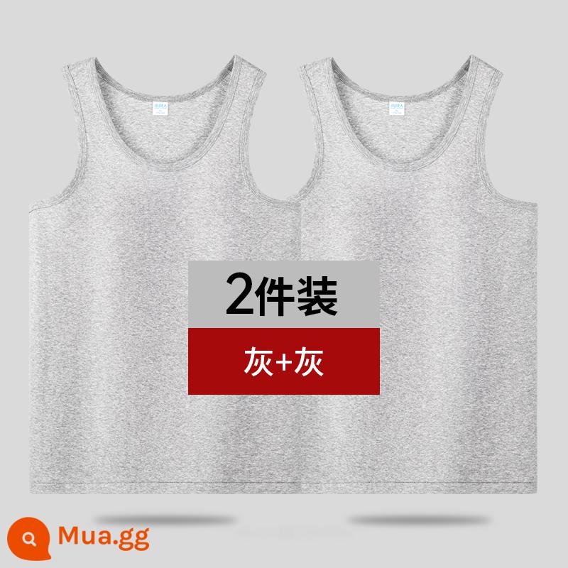 Nanjiren Áo Vest Nam Cotton Nguyên Chất Mùa Hè Đáy Quần Lót Mặc Thể Thao Vượt Rào Xuân Thu Cotton Trắng Không Dấu Vết - [Hai gói] Xám+Xám