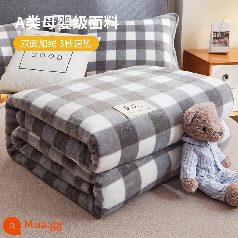 Nam Cực Sữa Chăn Lông Cừu Nhỏ Chăn Ngủ Trưa Văn Phòng Điều Hòa Chăn Sofa Chăn Ga Giường Chăn Khăn Chần Gòn XN - Lưới lớn màu xám