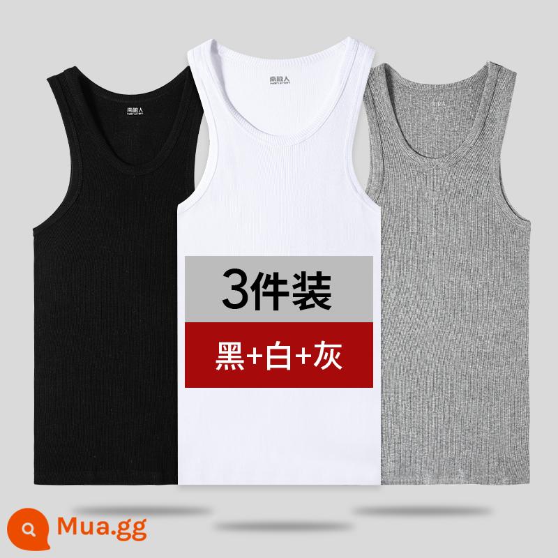 Nanjiren Áo Vest Nam Cotton Nguyên Chất Mùa Hè Đáy Quần Lót Mặc Thể Thao Vượt Rào Xuân Thu Cotton Trắng Không Dấu Vết - [kiểu ren] Đen + Trắng + Xám MY