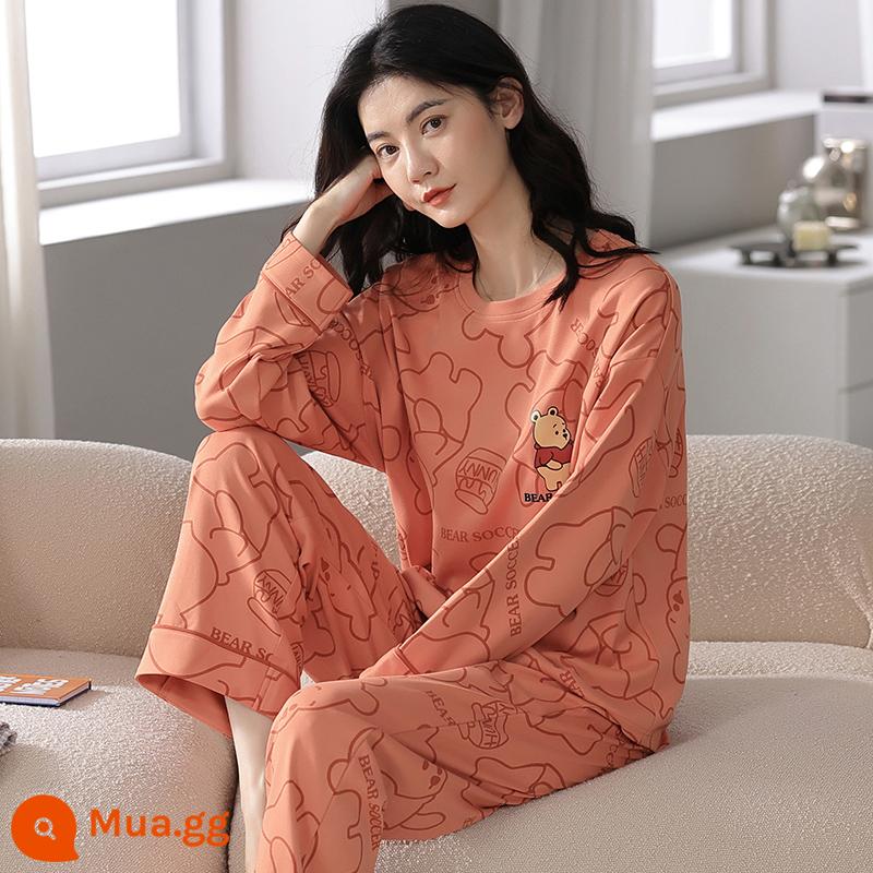 Bộ đồ ngủ Nanjiren nữ mùa xuân và mùa thu cotton nguyên chất dài tay mùa xuân mới 2023 phần mỏng dễ thương bộ quần áo mặc ở nhà phù hợp với QG - QZ7203