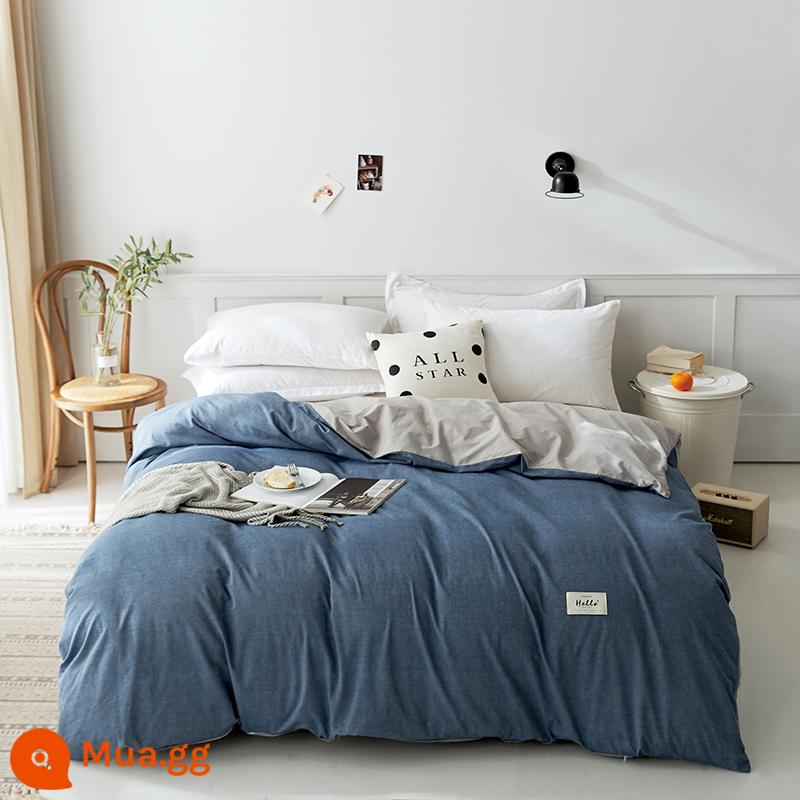 Nanjiren vỏ chăn đơn mảnh ký túc xá sinh viên đơn cotton nguyên chất vỏ chăn 150x200 ga trải giường cotton XM - Màu xanh denim