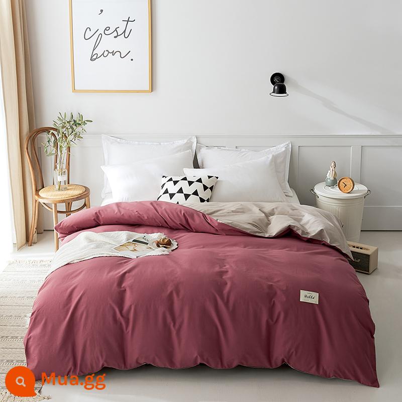 Nanjiren vỏ chăn đơn mảnh ký túc xá sinh viên đơn cotton nguyên chất vỏ chăn 150x200 ga trải giường cotton XM - Thu Hải Đường Đỏ + Kaki