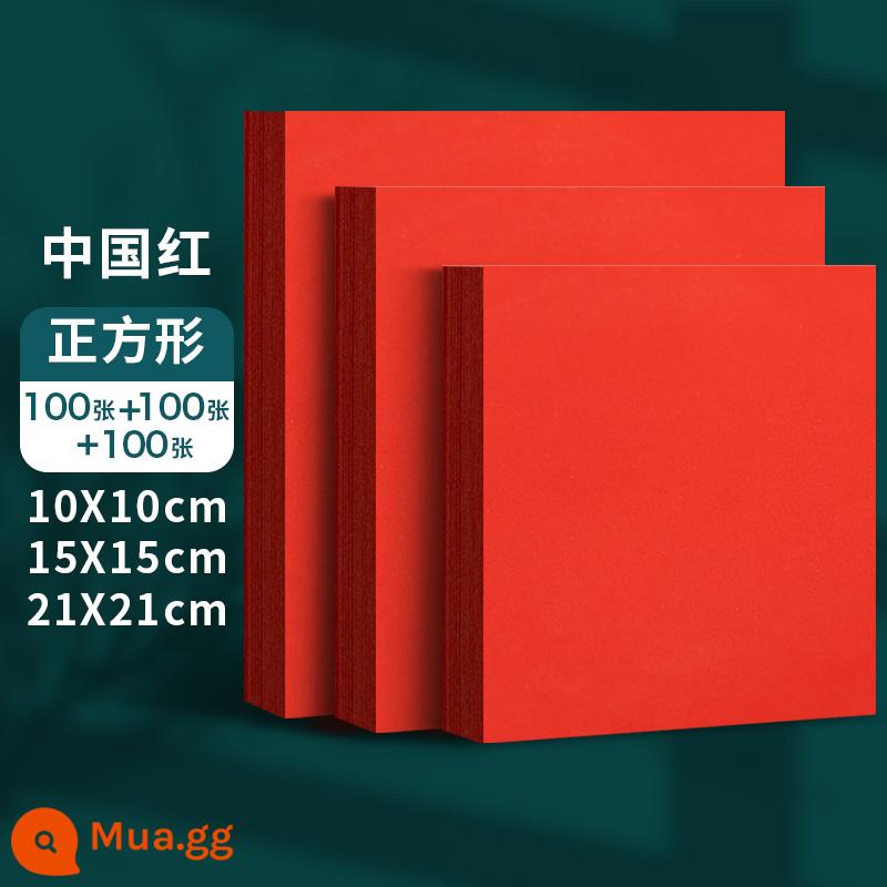 Giấy đỏ A4 Trung Quốc vuông đỏ origami hoa hồng giấy photocopy thủ công màu đỏ A3 cửa sổ cắt giấy hoa giấy khắc đám cưới dày hai mặt với hàng nghìn con hạc giấy thư pháp trống lời chúc phúc nhỏ bìa giấy đỏ - (10*10)+(15*15)+(21*21) mỗi cái 100 miếng