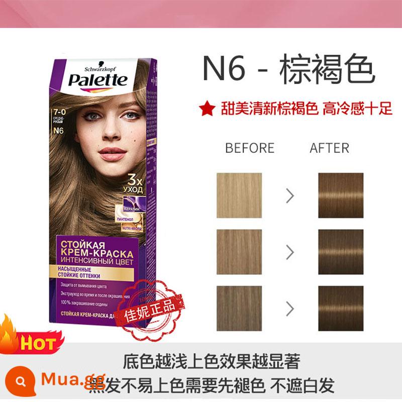 Thuốc nhuộm tóc dầu thực vật Schwarzkopf của Nga để phủ lên tóc trắng thuốc nhuộm tóc màu đen phổ biến mà không gây kích ứng và không làm tổn thương tóc - Thuốc nhuộm tóc Schwarzkopf N6