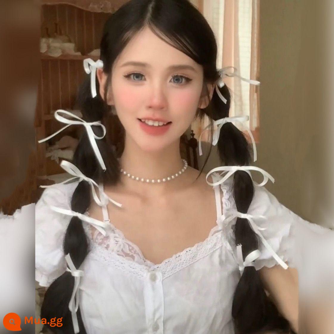 Kẹp tóc siêu cổ tích lolita ren trắng nơ kẹp tóc hình tạo kiểu tóc phụ kiện bé gái ngọt ngào - 10 chiếc kẹp tóc mảnh màu trắng