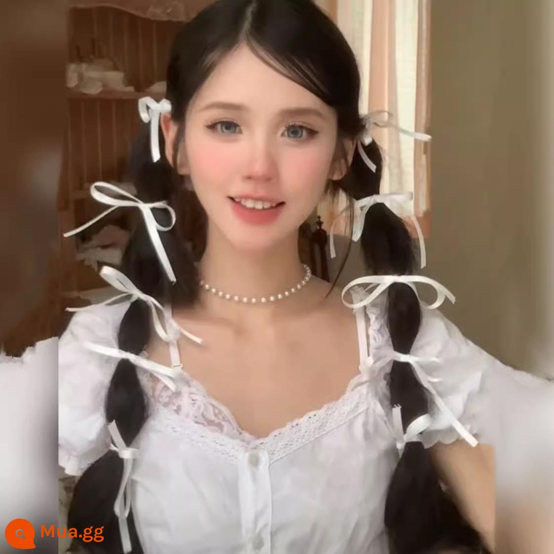 Kẹp tóc siêu cổ tích lolita ren trắng nơ kẹp tóc hình tạo kiểu tóc phụ kiện bé gái ngọt ngào - 2 chiếc kẹp tóc mỏng màu trắng