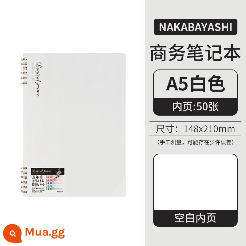 Zhonglin nakabayashi cuộn máy tính xách tay A4 logic lưới vuông màu xám bắn nghiên cứu văn phòng kinh doanh màu sắc cổ điển này 50 trang nhật ký dày A5 sáng tạo không dễ dàng để sử dụng - [A5/Trắng] Trang trống bên trong