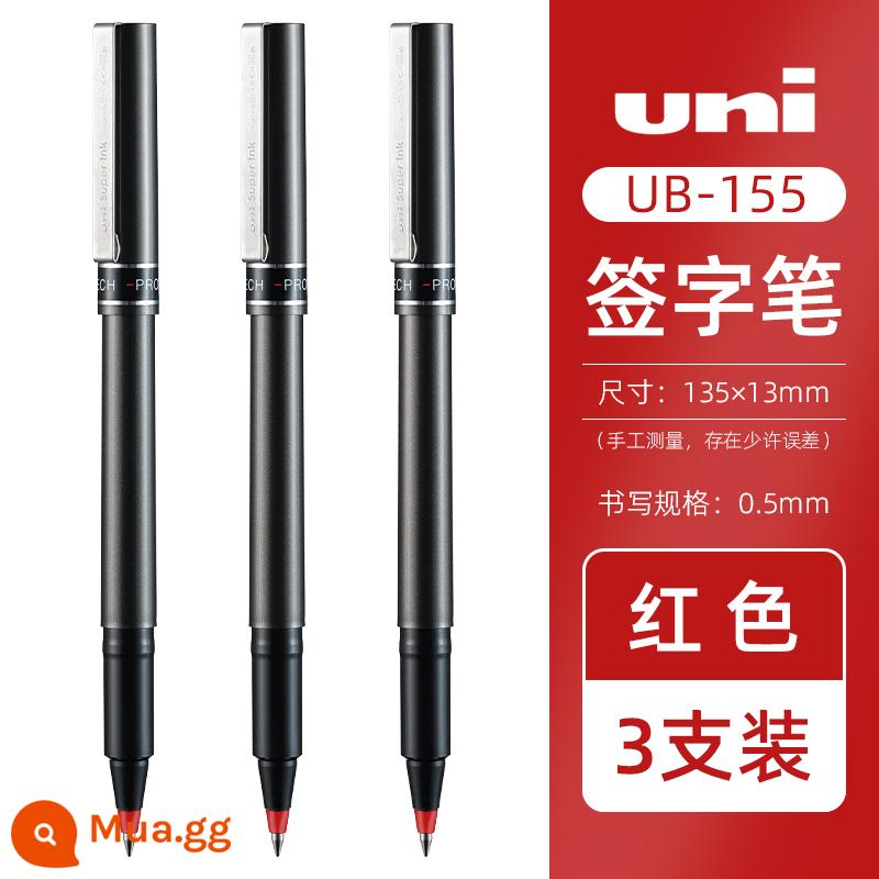 Nhật Bản UNI Mitsubishi bút bi gốc nước lỏng thẳng UB-177 khô nhanh 0,7 bút ký doanh nghiệp màu đen bút công suất lớn 155 bút lông đỏ carbon câu hỏi 0,5 đỏ xanh 205 bút trung tính - [3 màu đỏ]UB-155-0,5mm