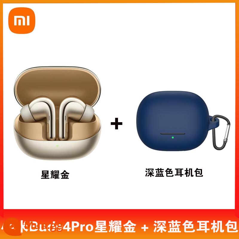 Mới Xiaomi Buds4Pro Tai nghe Bluetooth khử tiếng ồn thực sự không dây Redmi Xiaomi In-Ear Điện thoại thể thao phổ thông - Túi đựng tai nghe Xiaomi Buds4Pro Star Gold+Xanh đậm Gửi SF Express