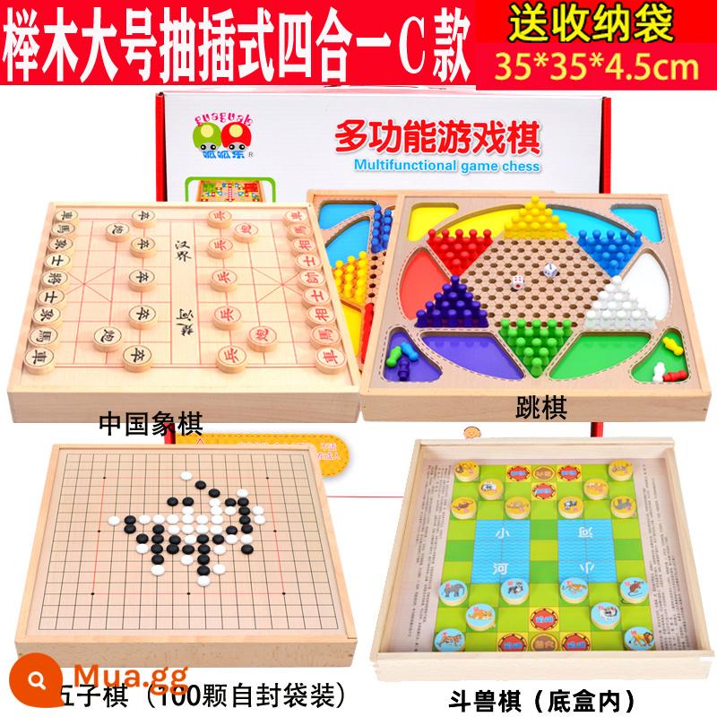 Bay Cờ đam Cờ đam Backgammon Chiến đấu Thú Cờ vua Xếp hình trẻ em Trò chơi đa chức năng Cờ vua Đồ chơi sinh nhật Quà tặng sinh nhật - Bốn trong một lớn (cờ caro + cờ thỏ cáo + cờ vua + cờ thú)