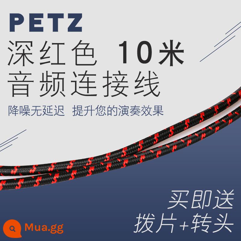 Đàn Guitar Điện Petz Dây Cáp Âm Thanh Loa Bass Hộp Điện Gỗ Che Chắn Giảm Tiếng Ồn 3 Mét 6 Mét 10 Mét 20 Mét - Bím tóc đỏ sâu 10 mét